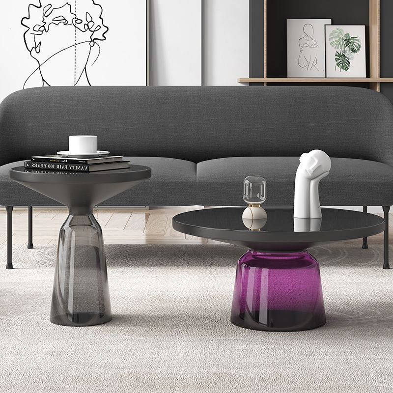 Round Glass Coffee Table Set