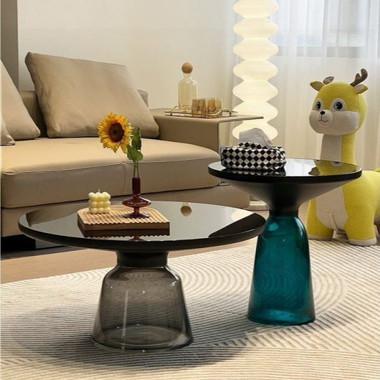 Round Glass Coffee Table Set