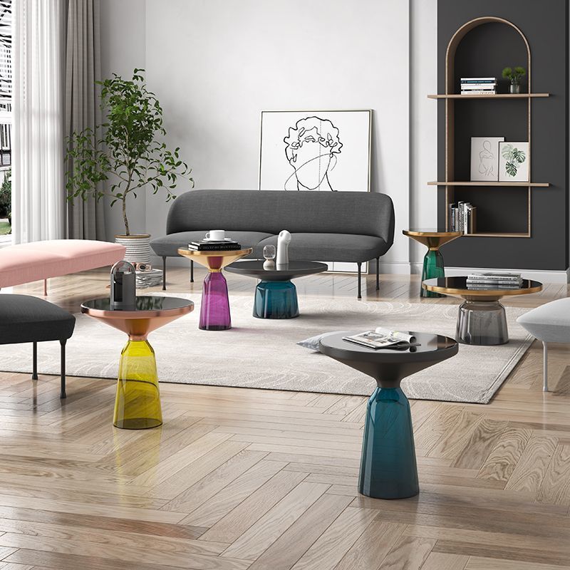 Round Glass Coffee Table Set