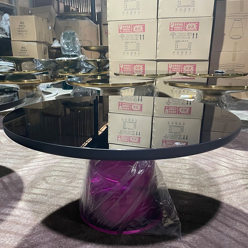 Round Glass Coffee Table Set