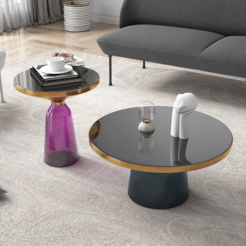 Round Glass Coffee Table Set